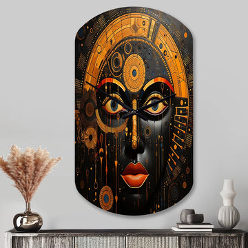 African Tribes Sacred Patterns V - Asymmetric Metal Wall Clock